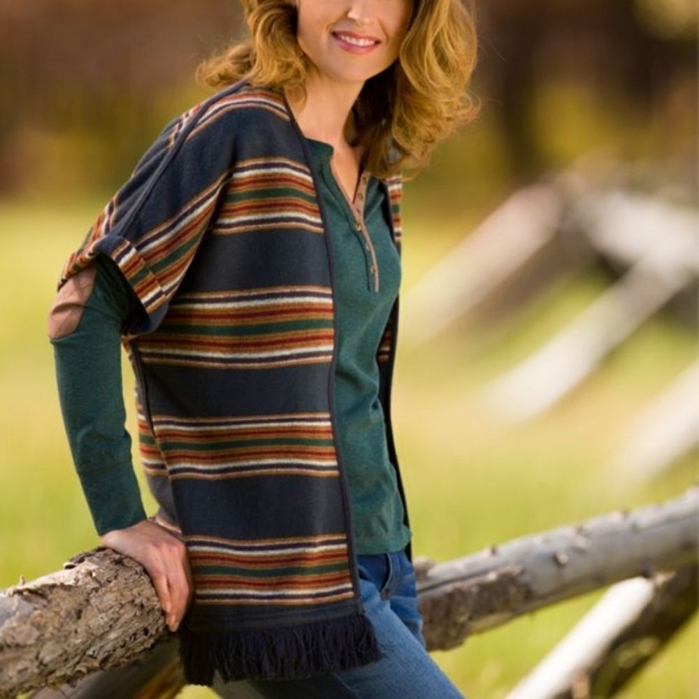 Bass Pro Bob Timberlake Poncho Cardigan Striped​​​​​​​​​​​​​​
